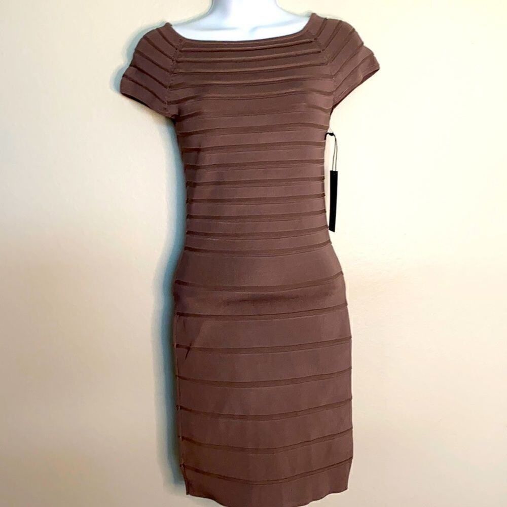 NWT Kerisma Bandage Bodycon Dress in Taupe Size S very Stretchy
